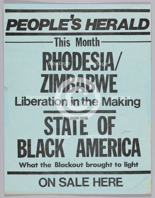 Flyer advertising the September 1977 issue of The People's Herald, 1977. Creator: Unknown.