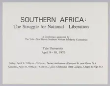 Flyer for Southern Africa: The Struggle for National Liberation conference, 1976. Creator: Unknown