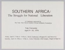 Flyer for Southern Africa: The Struggle for National Liberation conference, 1976. Creator: Unknown