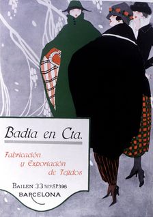Flyer of 1921 advertising Badia House in Barcelona, a textile factory since 1914
