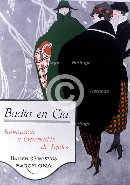 Flyer of 1921 advertising Badia House in Barcelona, a textile factory since 1914.