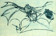 Flying machine designed by Leonardo da Vinci, c1485, (1932). Creator: Unknown
