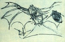 Flying machine designed by Leonardo da Vinci, c1485, (1932). Creator: Unknown