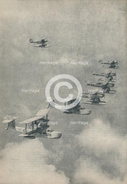 Flying boats and floatplanes from aircraft carriers of the Royal Navy, c1936 (c1937). Artist: Unknown.