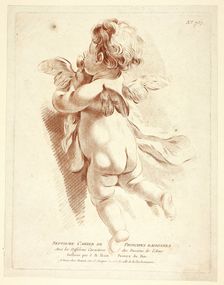 Flying Cupid Kissing a Dove, n.d. Creator: Gilles-Antoine Demarteau
