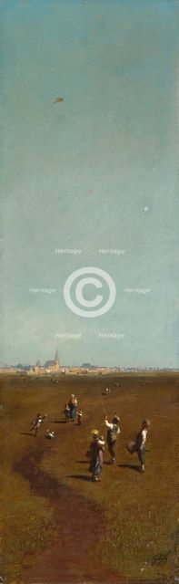 Flying Kites, ca 1880-1885. Artist: Spitzweg, Carl (1808-1885)