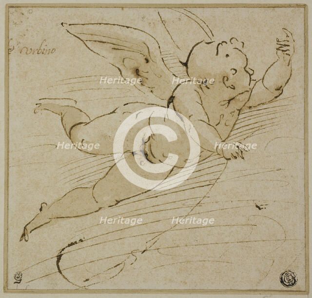 Flying Putto, c. 1581. Creator: Francesco da Urbino.