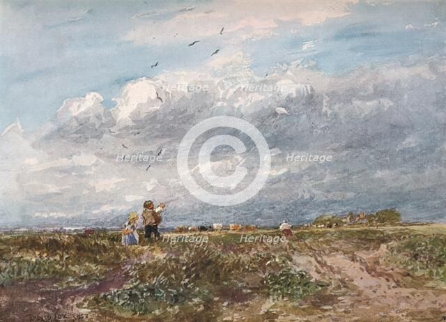 'Flying the Kite', 1852. Artist: David Cox the elder.