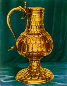 Flagon with "Feather-Work" 1938. Creator: Unknown