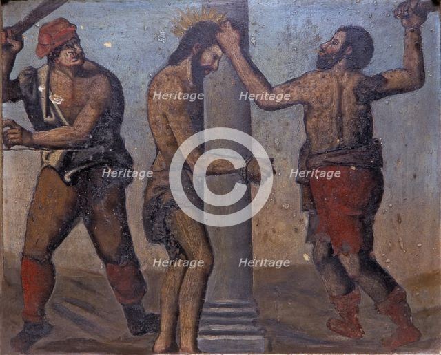  'Flagellation of Jesus', detail of a table of the Roser altarpiece in the church of Sant Joan de…