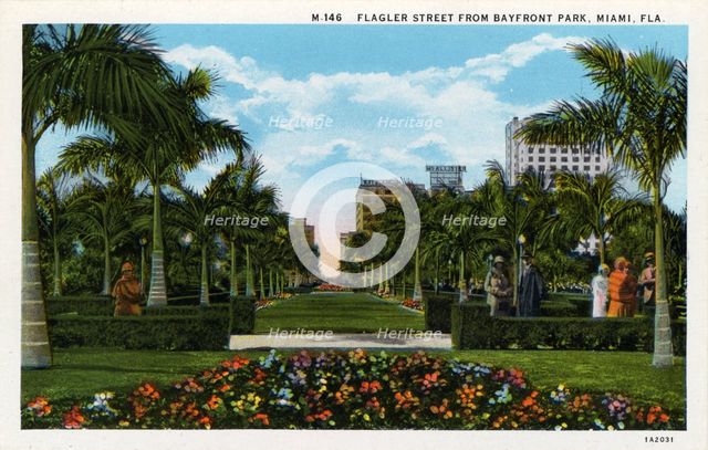 Flagler Street from Bayfront Park, Miami, Florida, USA, 1931. Artist: Unknown