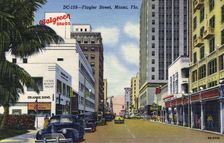 Flagler Street, Miami, Florida, USA, 1948