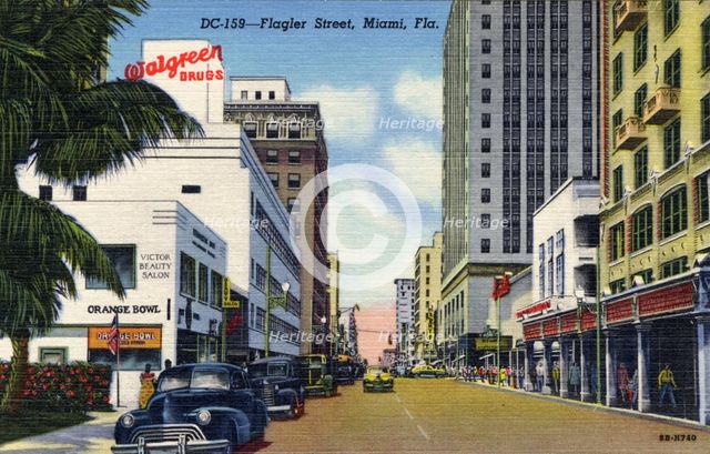 Flagler Street, Miami, Florida, USA, 1948. Artist: Unknown