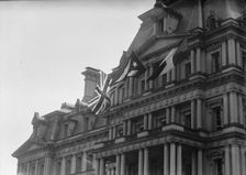 Flags - British And French Flags On State Department. Visit of Allied Commission, 1917. Creator: Harris & Ewing