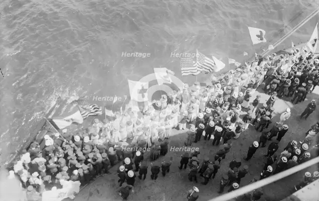Flags greet Wilson, between c1915 and c1920. Creator: Bain News Service.