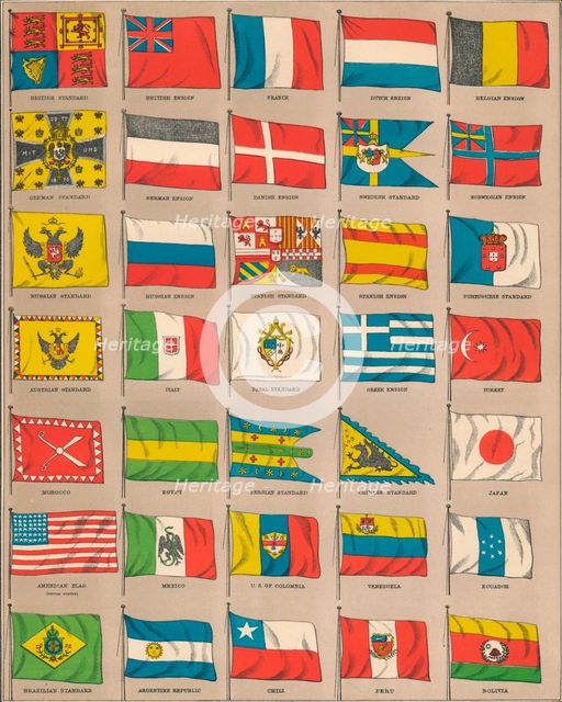 Flags of the world, 1889. Creator: W & AK Johnston.