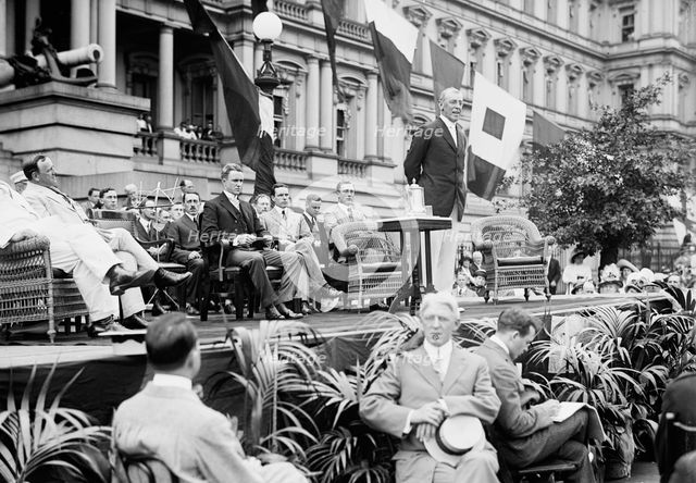 Flag Day - Flag Day Exercises, State, War And Navy Building. Wilson Speaking..., 1914. Creator: Harris & Ewing.