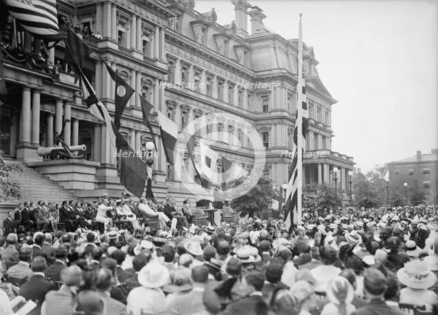 Flag Day - Flag Day Exercises, State, War And Navy Building. Wilson Speaking..., 1914. Creator: Harris & Ewing.