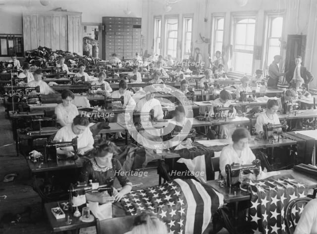 Flag shop, Navy Yard, 1917. Creator: Bain News Service.