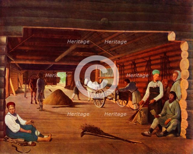 'Flailing the Grain', c1821, (1965). Creator: Aleksey Venetsianov.