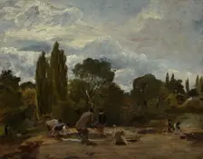 Flailing Turnip-Heads, East Bergholt, c1812-15. Creator: John Constable