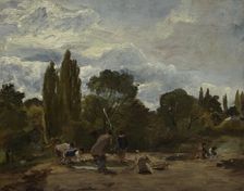 Flailing Turnip-Heads, East Bergholt, c1812-15. Creator: John Constable