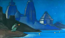 Flame of Happiness (Lights on the Ganges) 1947. Creator: Roerich, Nicholas (1874-1947)