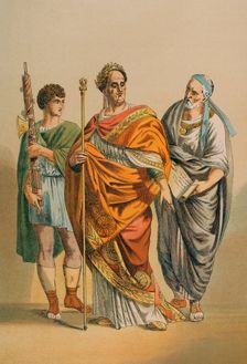 Flamen and his assistants, Ancient Rome, 1882. Creator: Unknown