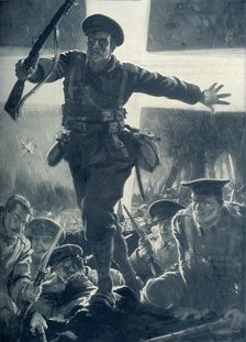 Flashing the Signal to Charge by Searchlight 1915. Creator: Unknown