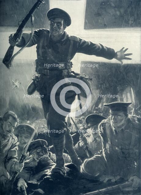 'Flashing the Signal to Charge by Searchlight', 1915. Creator: Unknown.