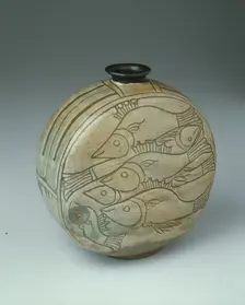 Flask with Fish, Korea, Joseon dynasty (1392-1910), 15th century. Creator: Unknown
