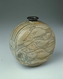 Flask with Fish, Korea, Joseon dynasty (1392-1910), 15th century. Creator: Unknown