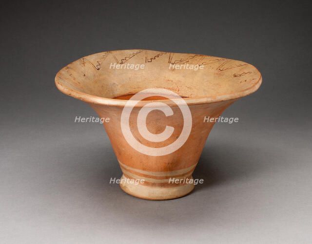 Flaring Bowl Depicting a Stepped Zigzag Motif on Inner Rim, 100 B.C./A.D. 500. Creator: Unknown.