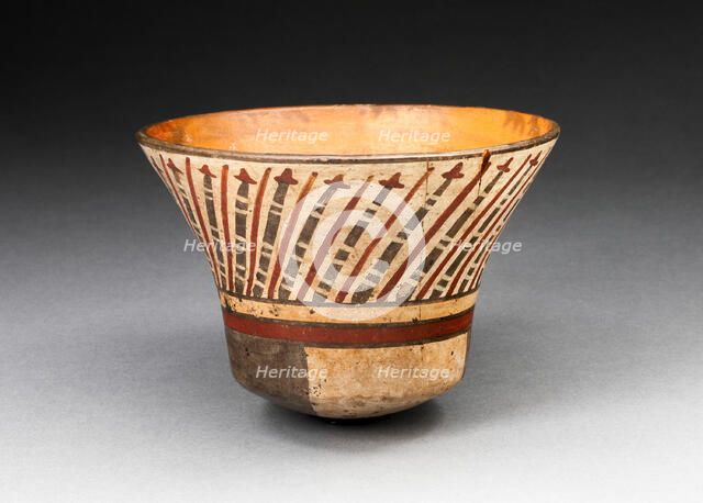Flaring Bowl Depicting Repeated Motif Resembling Darts, 180 B.C./A.D. 500. Creator: Unknown.