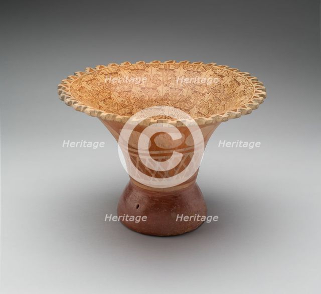 Flaring Bowl with Repeating Pattern of Abstract Figures, 100 B.C./A.D. 500. Creator: Unknown.