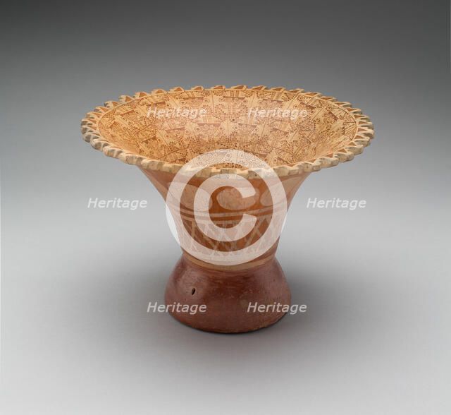 Flaring Bowl with Repeating Pattern of Abstract Figures, 100 B.C./A.D. 500. Creator: Unknown.