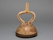 Flat-Bottomed Stirrup Spout Vessel Depicting Costumed Runners, 100 B.C./A.D. 500. Creator: Unknown
