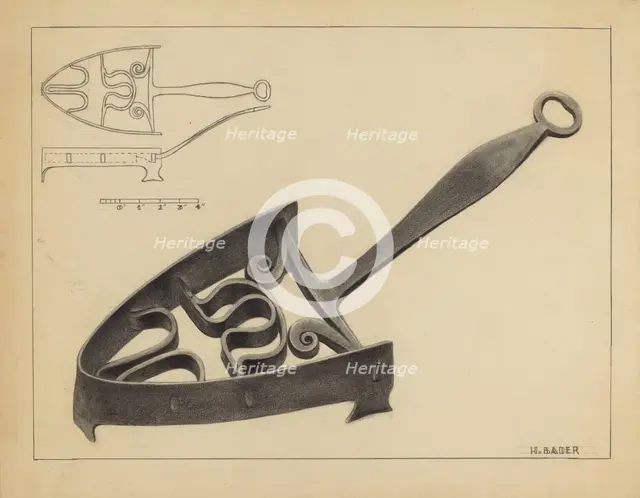 Flat Iron Holder, c. 1936. Creator: Herman Bader.