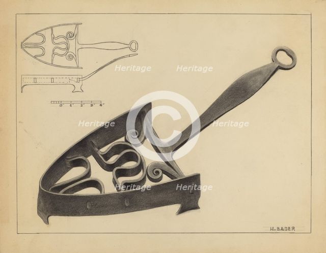 Flat Iron Holder, c. 1936. Creator: Herman Bader.