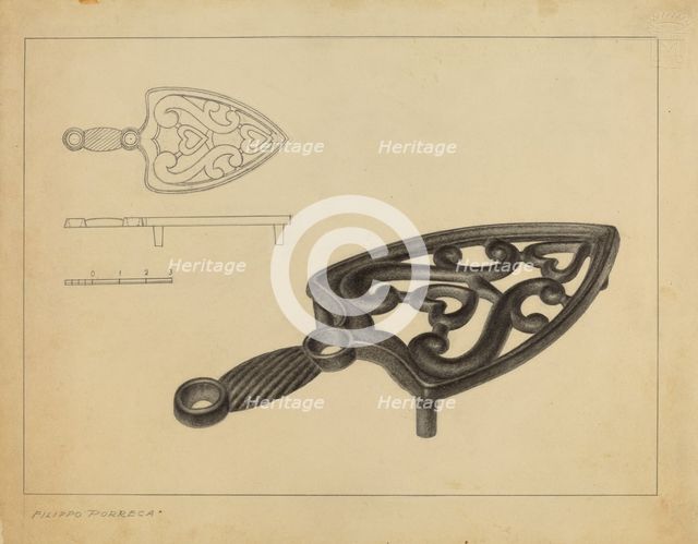 Flat Iron Holder, c. 1937. Creator: Filippo Porreca.