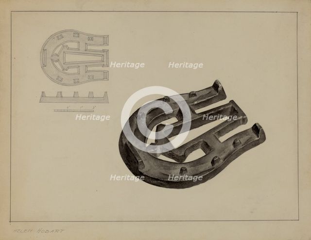 Flat Iron Holder, c. 1937. Creator: Helen Hobart.