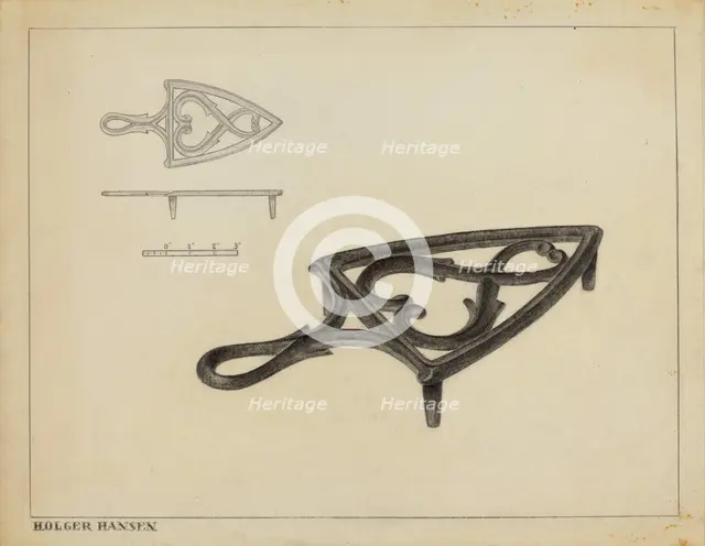 Flat Iron Holder, c. 1937. Creator: Holger Hansen.