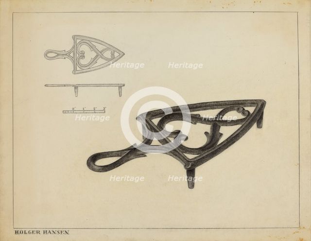 Flat Iron Holder, c. 1937. Creator: Holger Hansen.