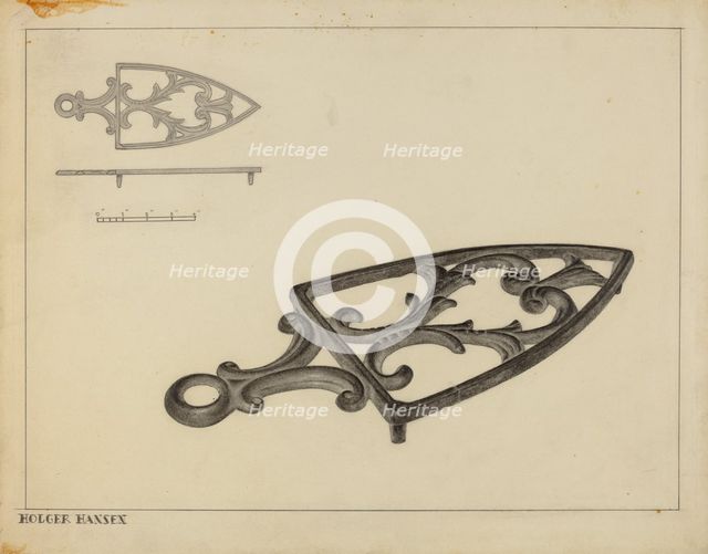 Flat Iron Holder, c. 1937. Creator: Holger Hansen.