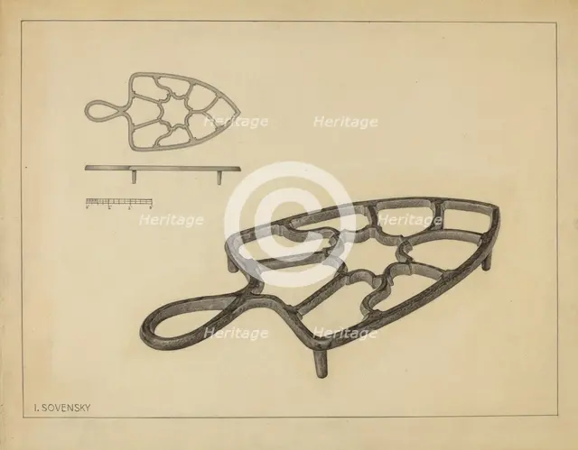 Flat Iron Holder, c. 1937. Creator: Isidore Sovensky.