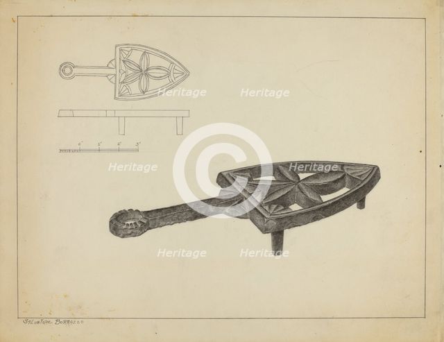Flat Iron Holder, c. 1937. Creator: Salvatore Borrazzo.
