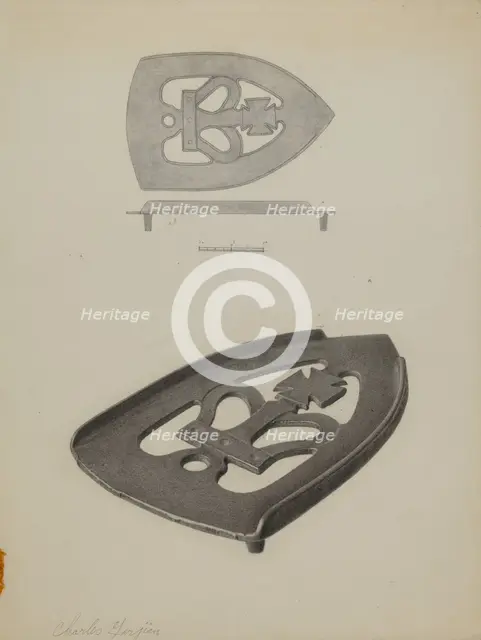 Flat Iron Holder, c. 1938. Creator: Charles Garjian.