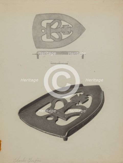 Flat Iron Holder, c. 1938. Creator: Charles Garjian.