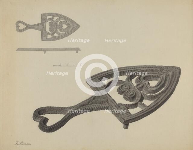 Flat-iron Holder, c. 1938. Creator: Filippo Porreca.