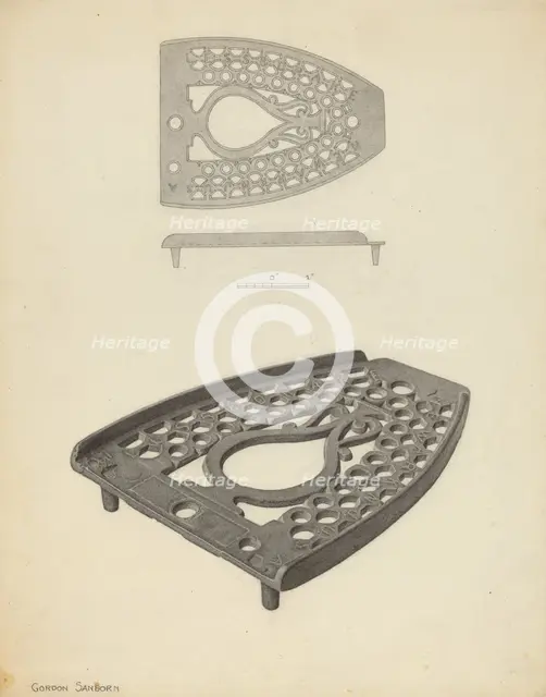 Flat Iron Holder, c. 1938. Creator: Gordon Sanborn.